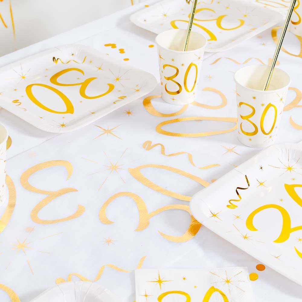 30th Birthday White Gold Sparkle Table Runner