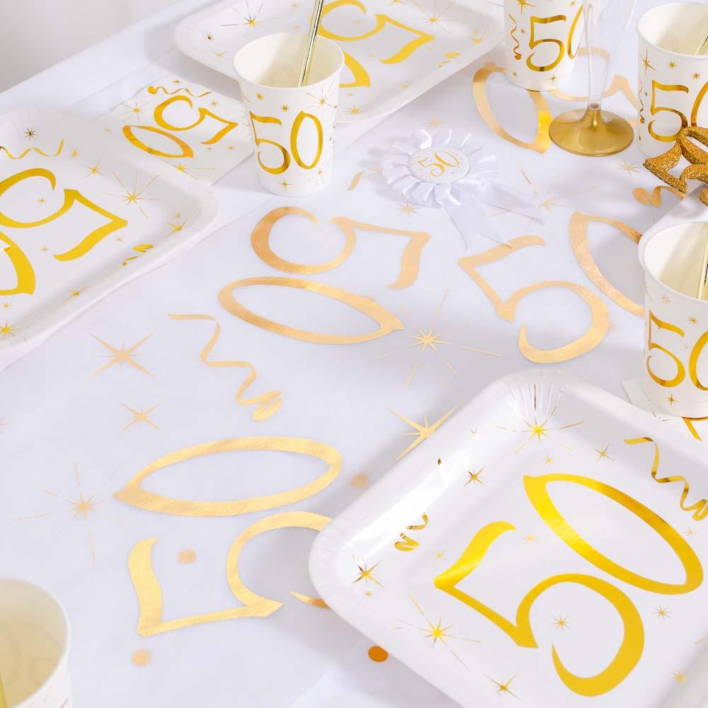 Click to view product details and reviews for 50th Birthday White Gold Sparkle Table Runner.