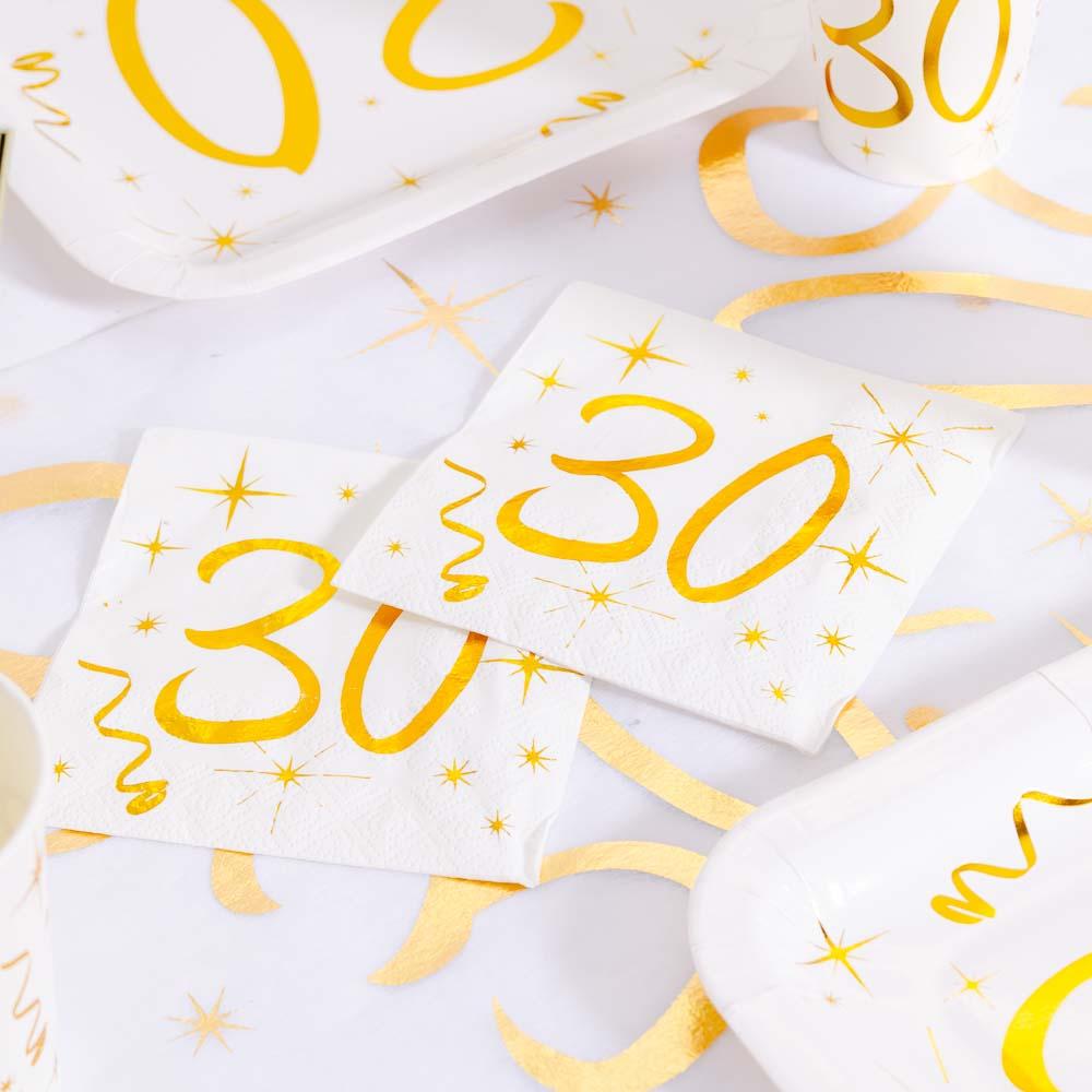 Click to view product details and reviews for 30th Birthday White Gold Sparkle Napkins X20.