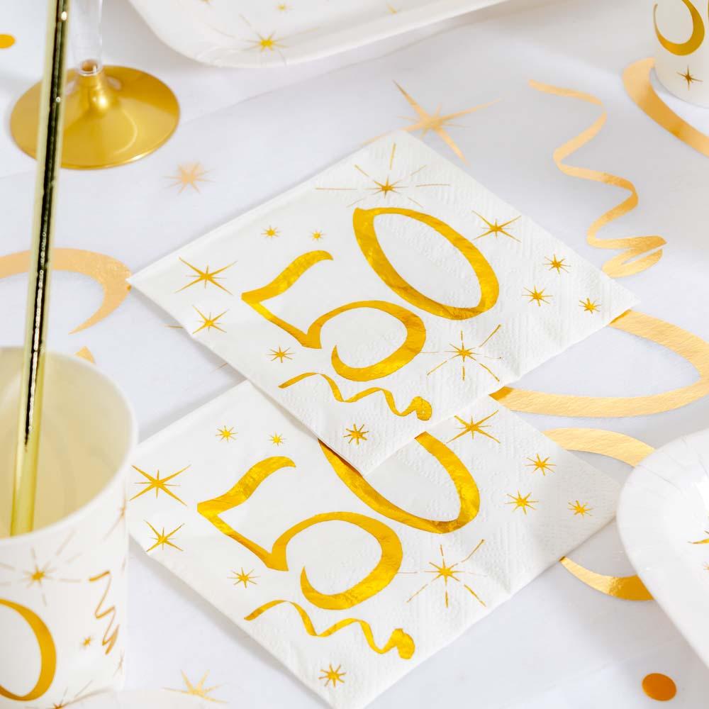 Click to view product details and reviews for 50th Birthday White Gold Sparkle Napkins X20.