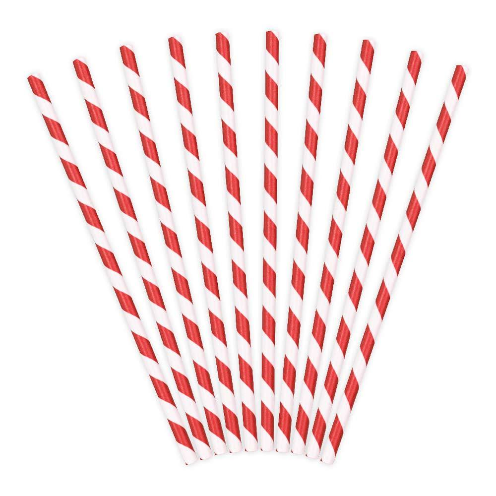 Striped Paper Straws Red X10
