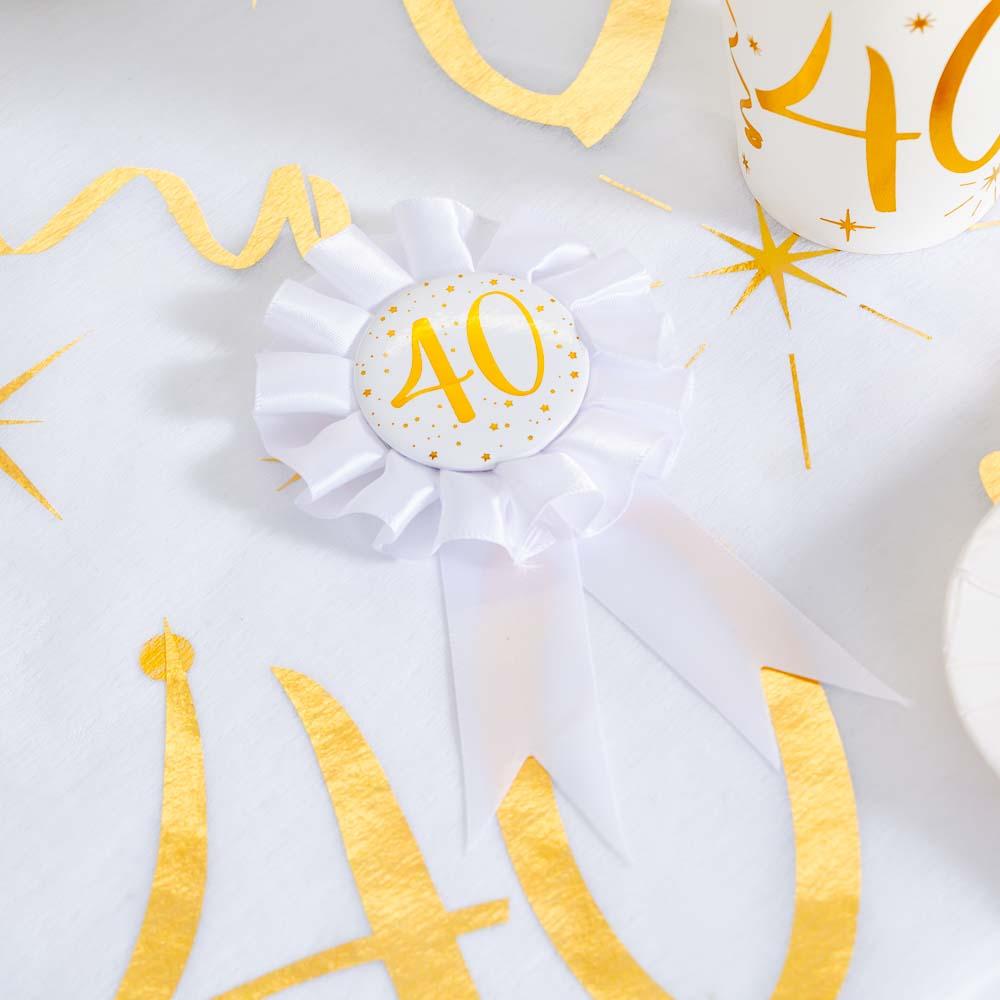 Click to view product details and reviews for 40th Birthday White Gold Sparkle Rosette.