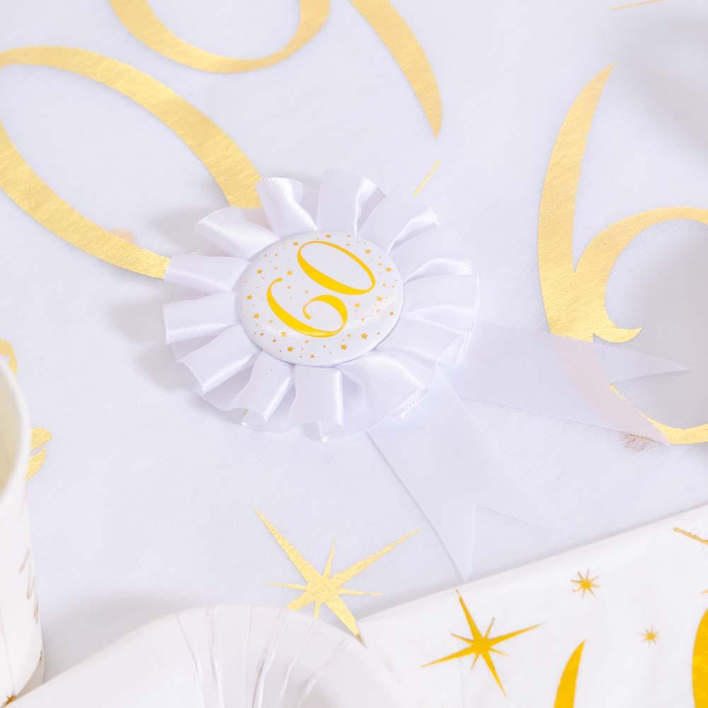 Click to view product details and reviews for 60th Birthday White Gold Sparkle Rosette.