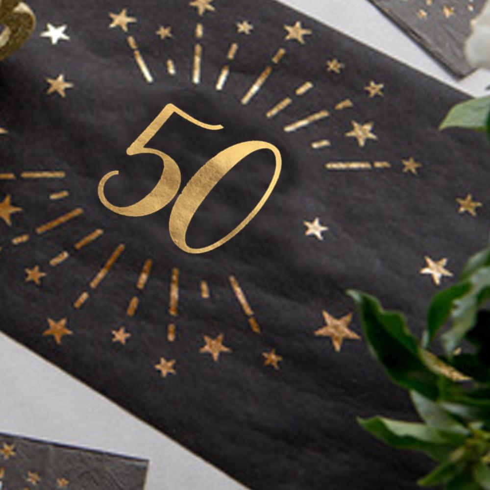 Click to view product details and reviews for 50th Birthday Black Gold Sparkle Table Runner.