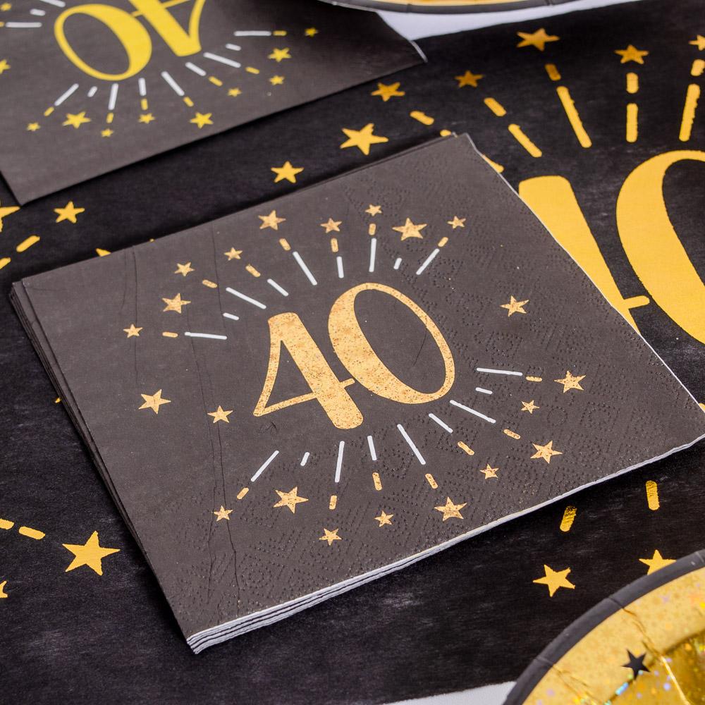 Click to view product details and reviews for 40th Birthday Black Gold Sparkle Napkins X10.