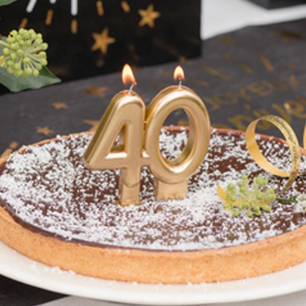 Click to view product details and reviews for 40th Birthday Gold Candle.