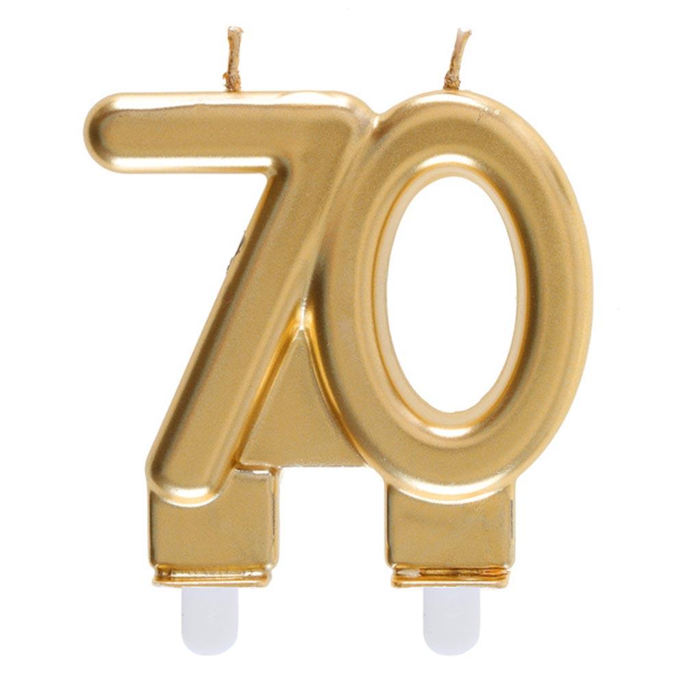 Click to view product details and reviews for 70th Birthday Gold Candle.