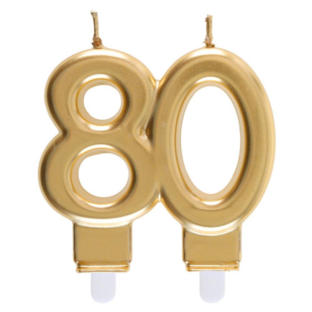 Click to view product details and reviews for 80th Birthday Gold Candle.