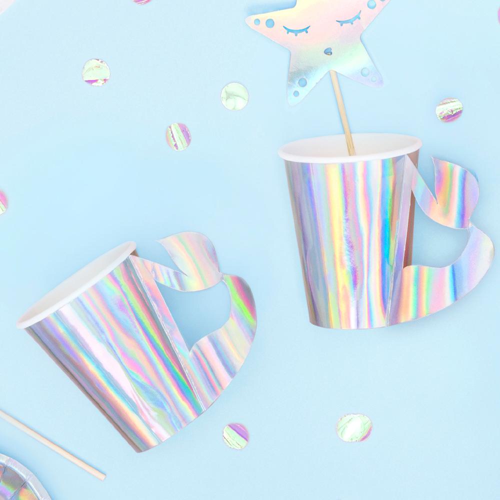 Mermaid Party Iridescent Paper Party Cups X6