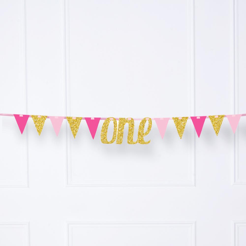 Click to view product details and reviews for Glitter One Ribbon Banner Pink.