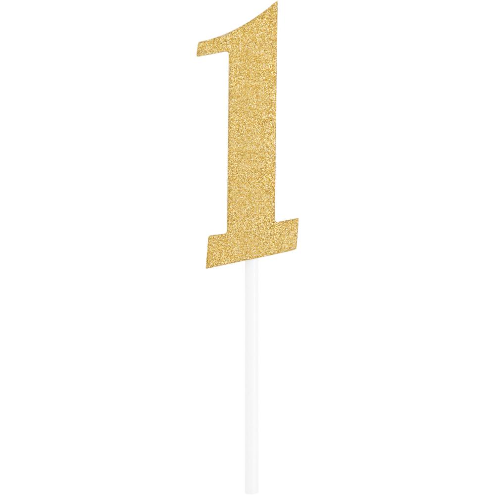 Click to view product details and reviews for Glitter 1 Cake Topper Gold.