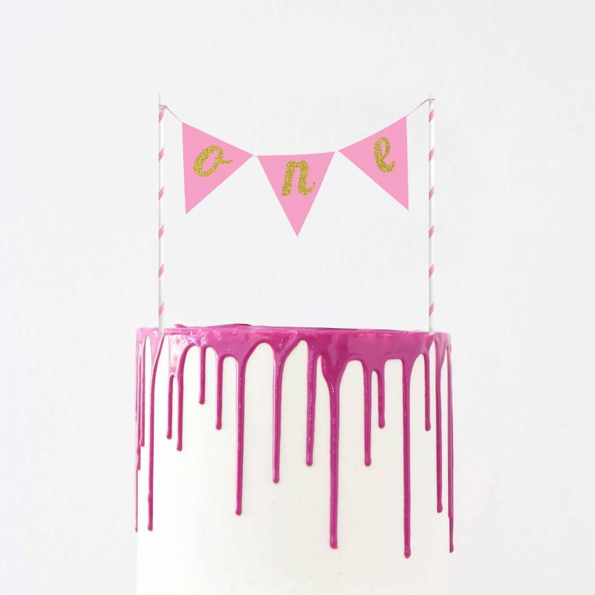 Click to view product details and reviews for Cake Banner Topper Pink.