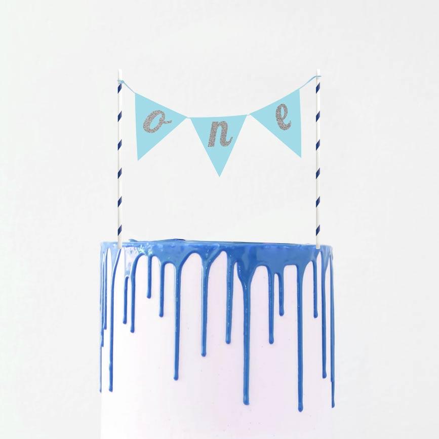 Cake Banner Topper Blue