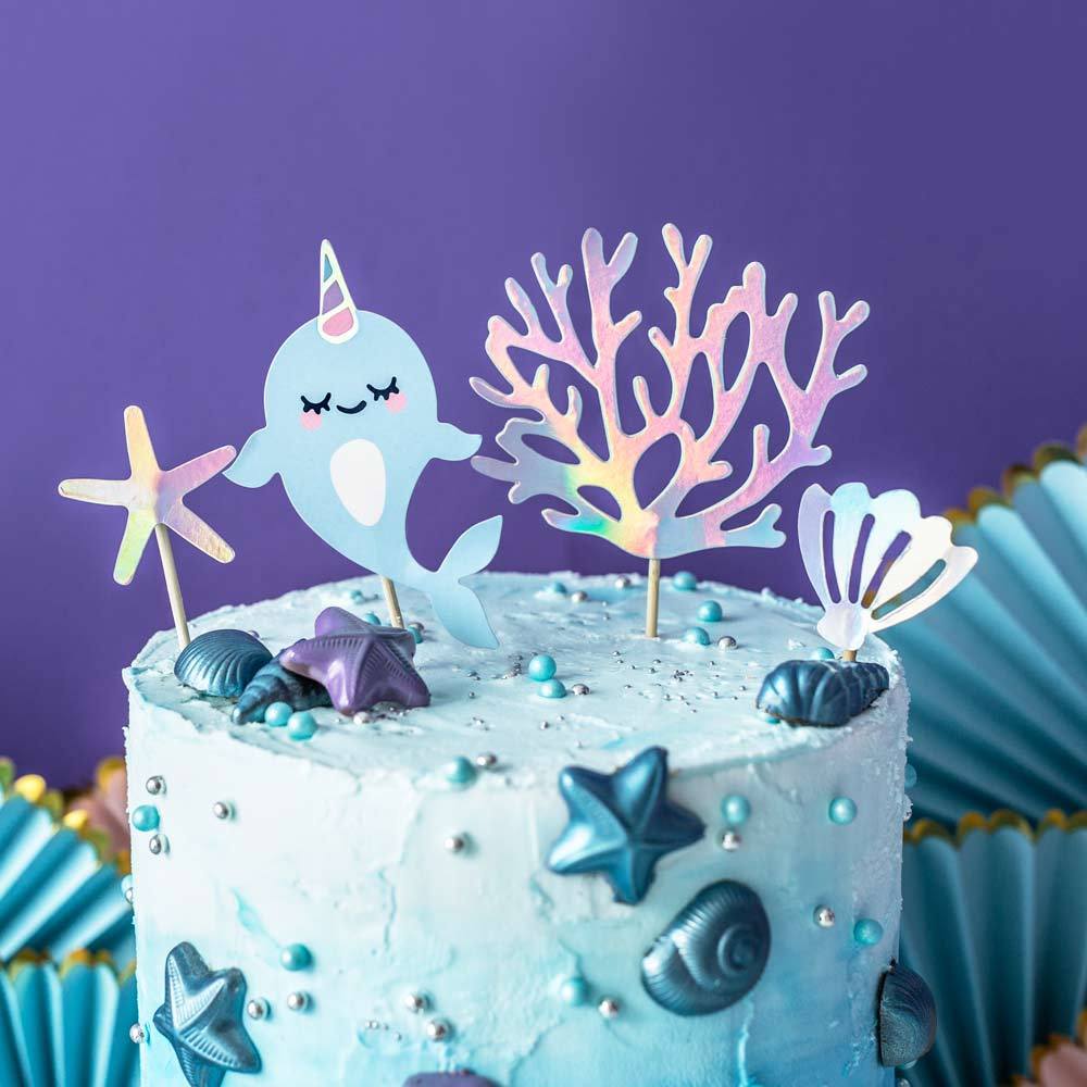 Narwhal Party Cake Toppers X4
