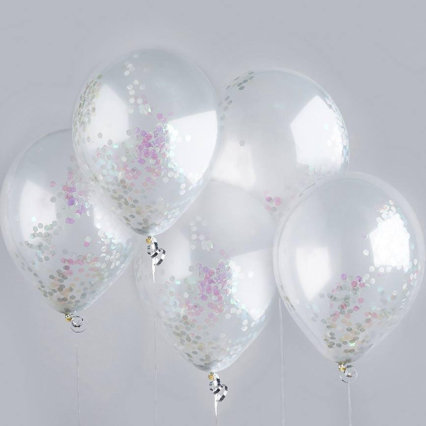 Iridescent Confetti Balloons X5