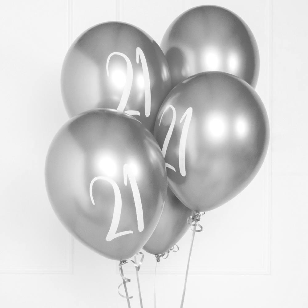 Click to view product details and reviews for Silver Number 21 Balloons X5.