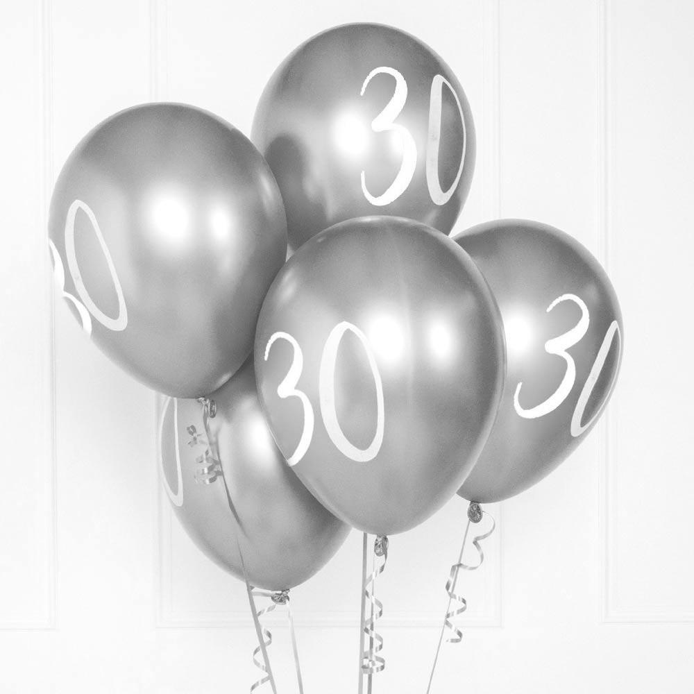 Click to view product details and reviews for Silver Number 30 Balloons X5.