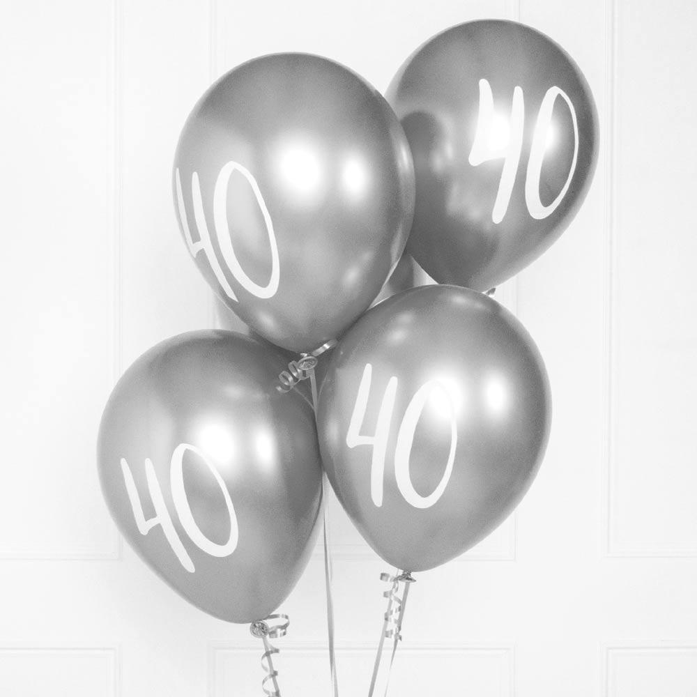Click to view product details and reviews for Silver Number 40 Balloons X5.
