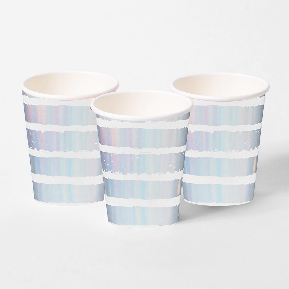 Iridescent Striped Paper Cups X10