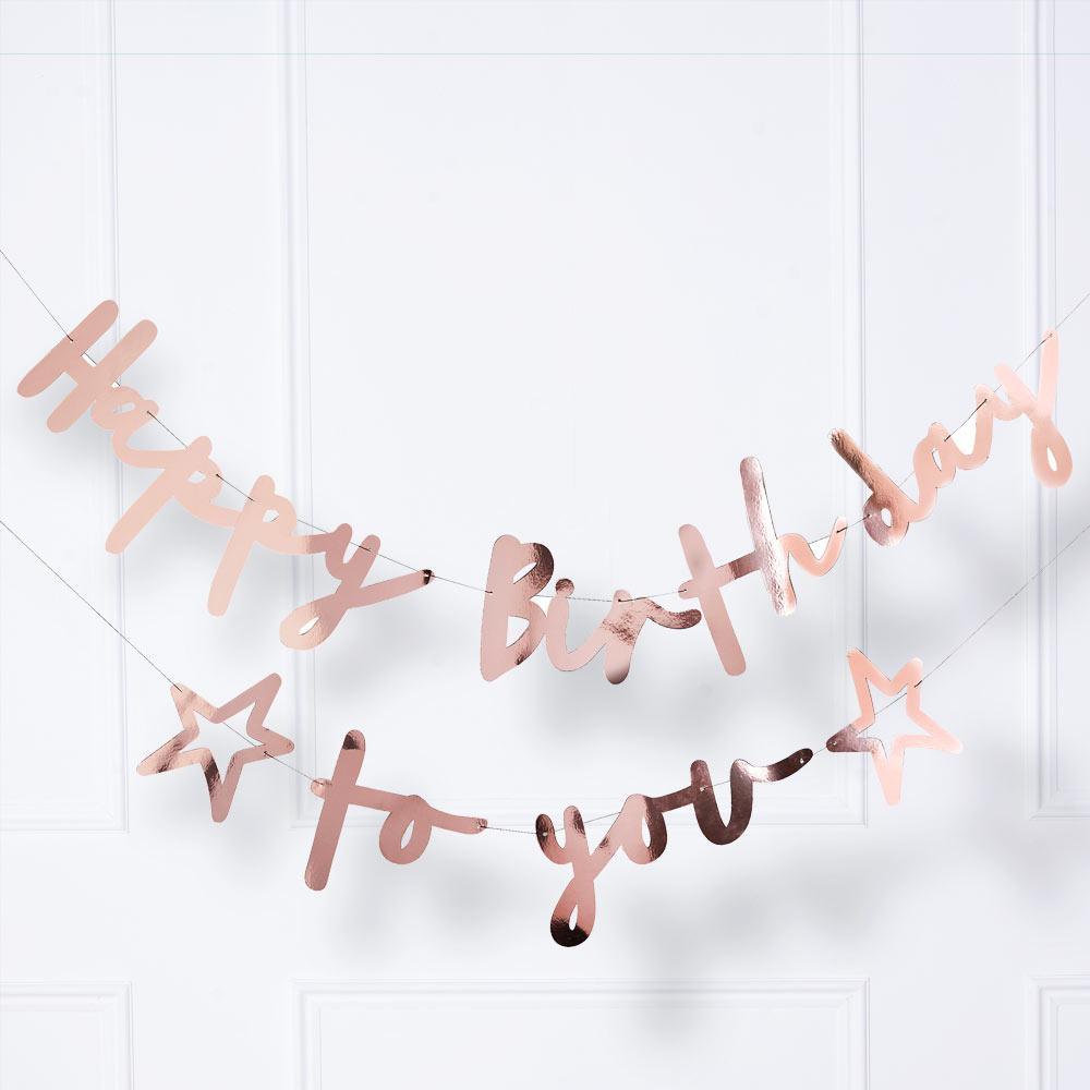 Click to view product details and reviews for Rose Gold Happy Birthday To You Banner.