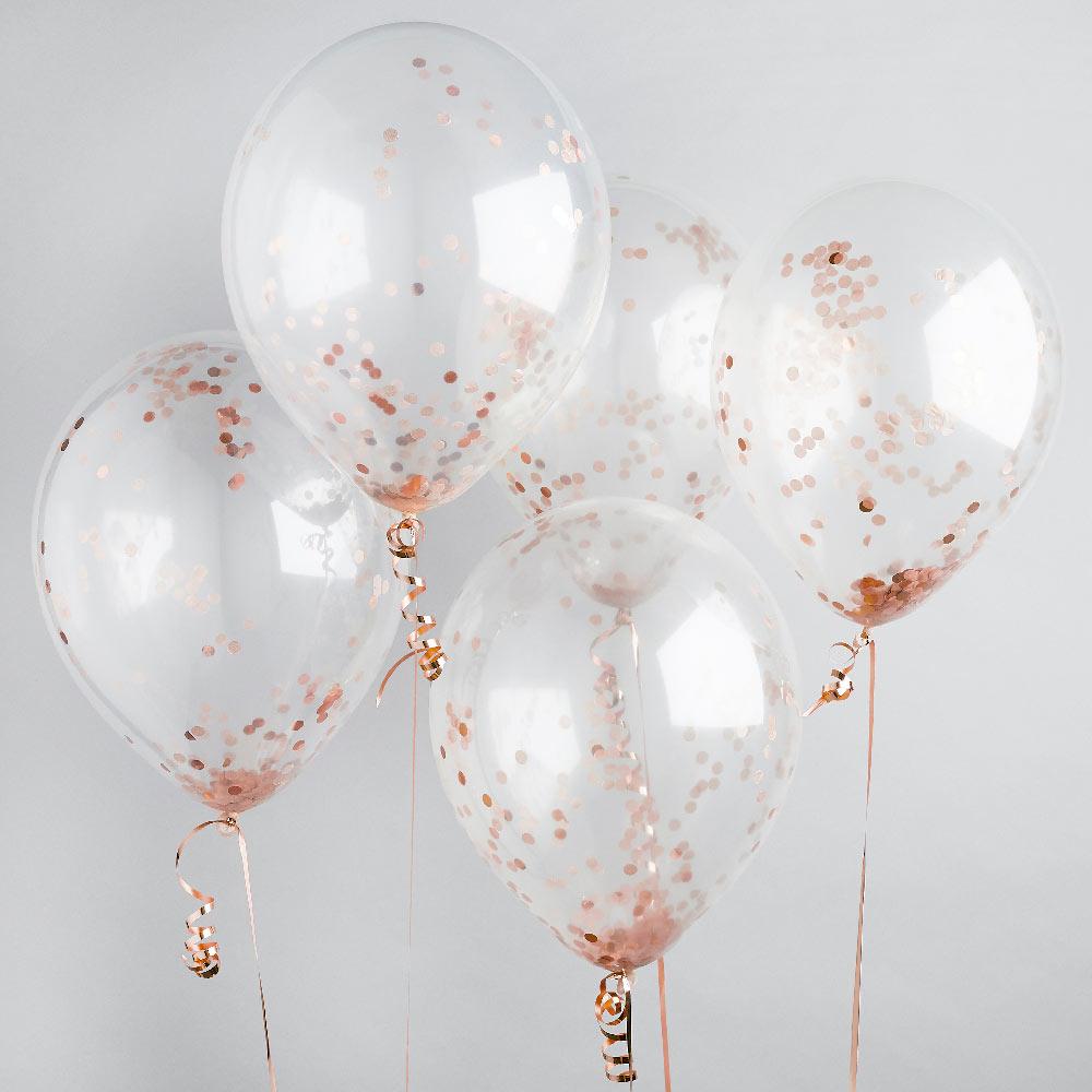 Click to view product details and reviews for Rose Gold Confetti Balloons X5.