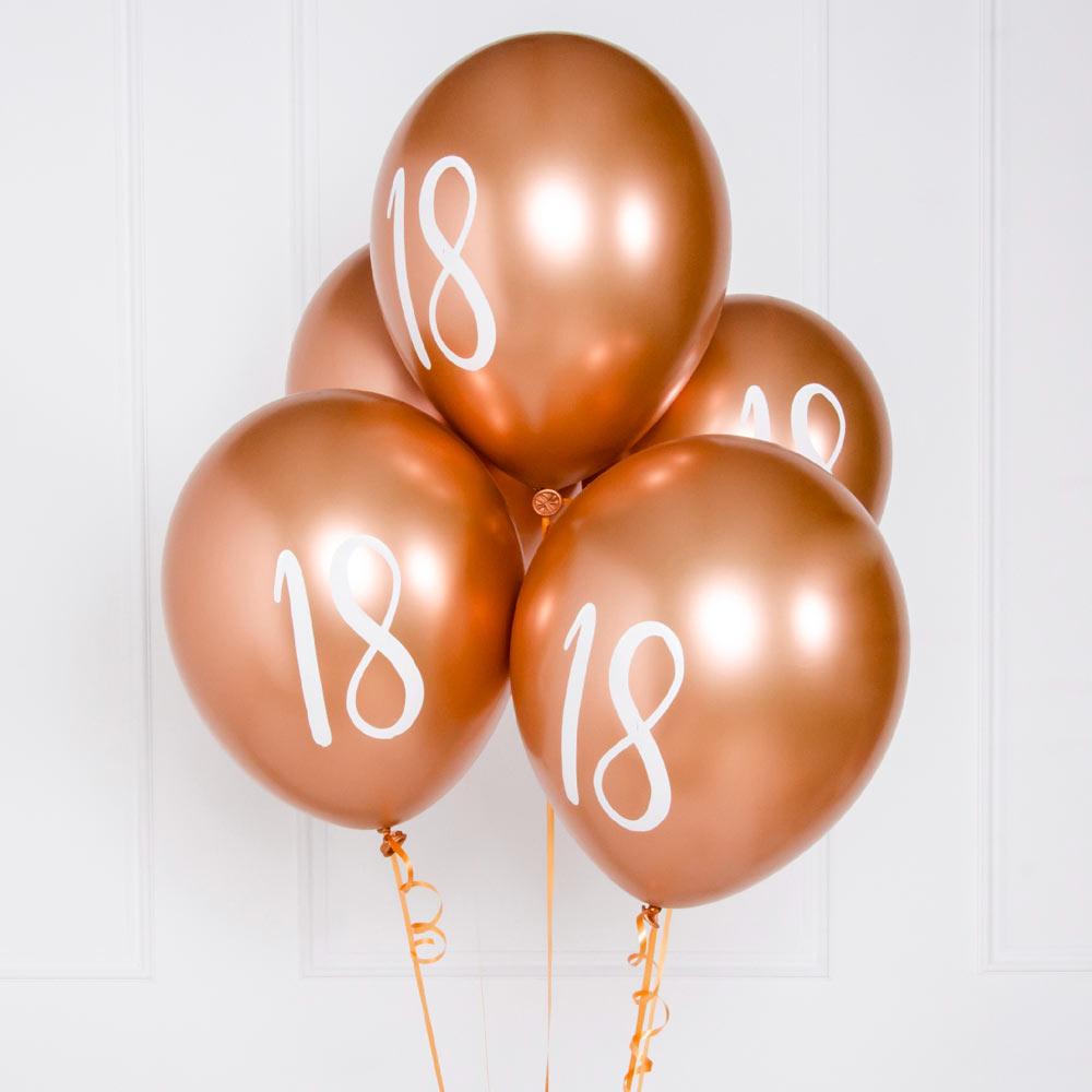 Rose Gold Number 18 Balloons X5