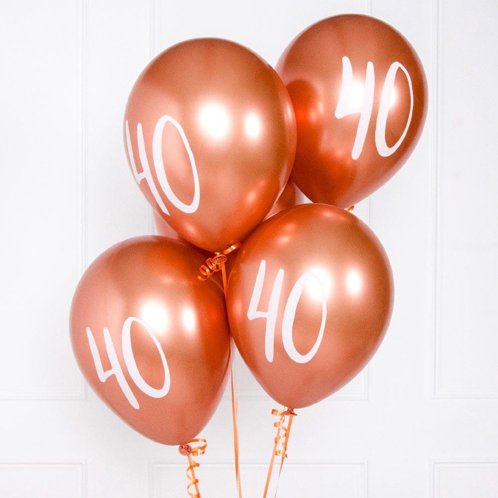 Rose Gold Number 40 Balloons X5