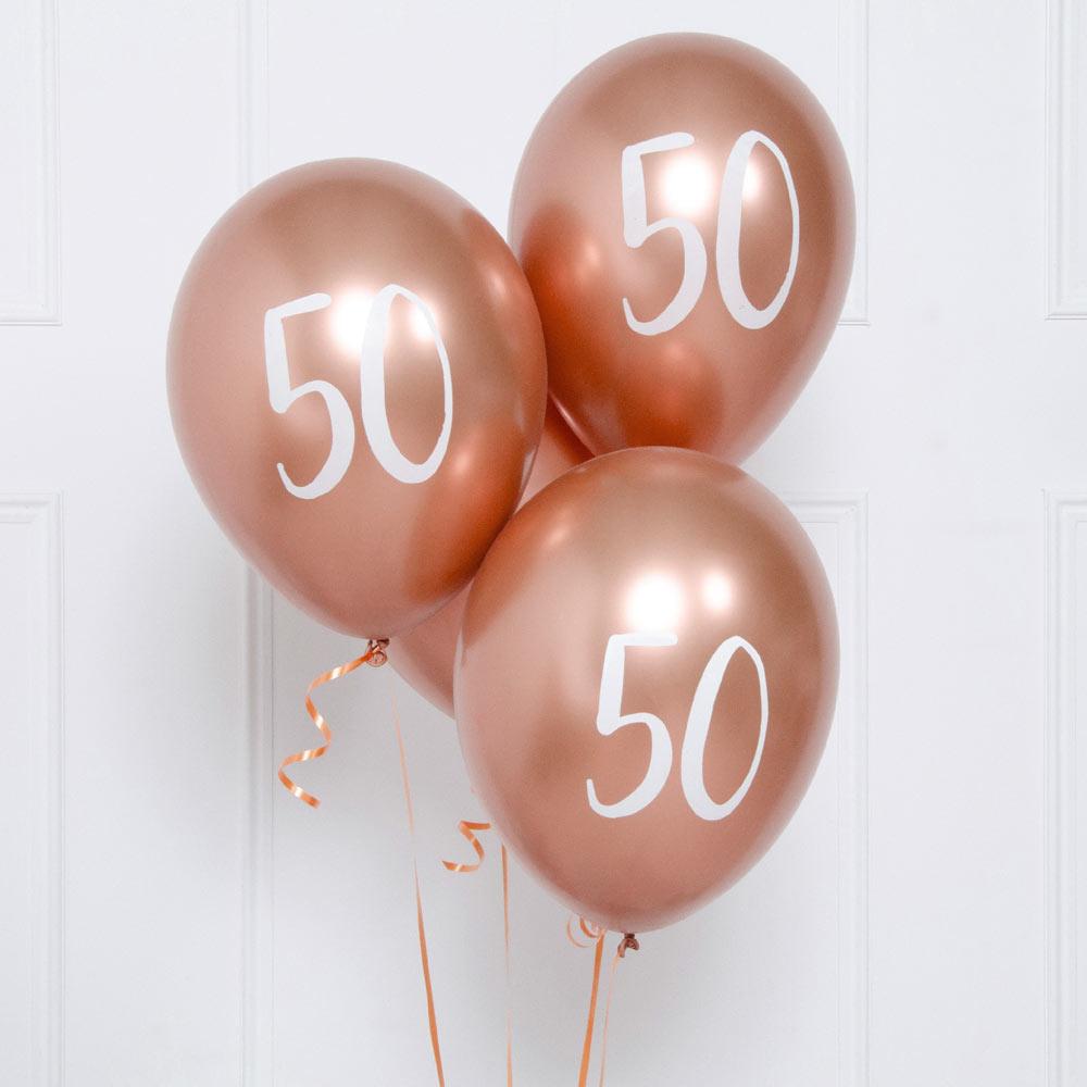 Click to view product details and reviews for Rose Gold Number 50 Balloons X5.