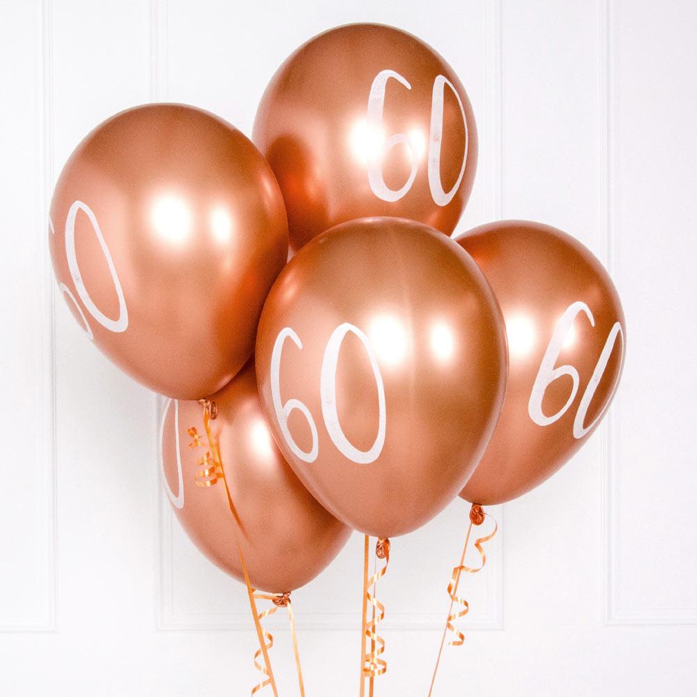 Click to view product details and reviews for Rose Gold Number 60 Balloons X5.