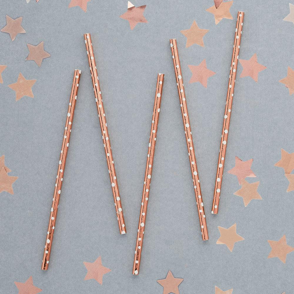 Click to view product details and reviews for Rose Gold Dot Paper Straws X20.