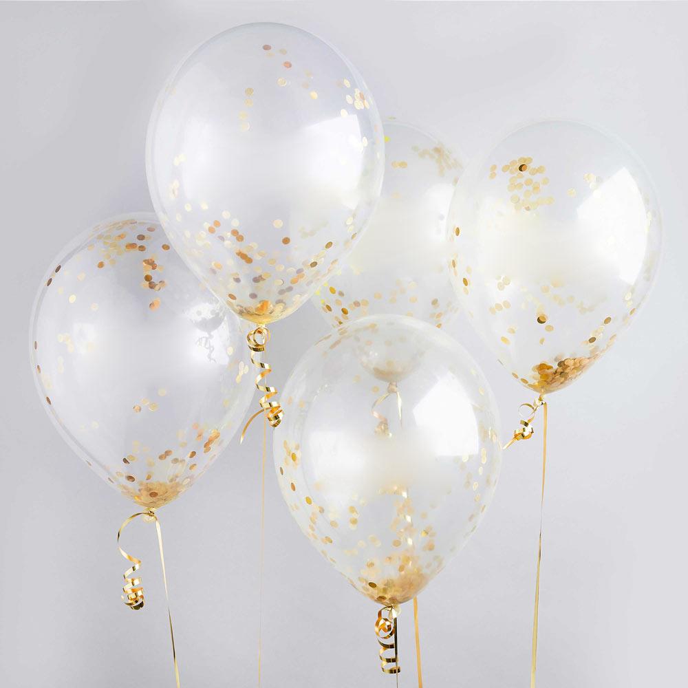 Click to view product details and reviews for Gold Confetti Balloons X5.