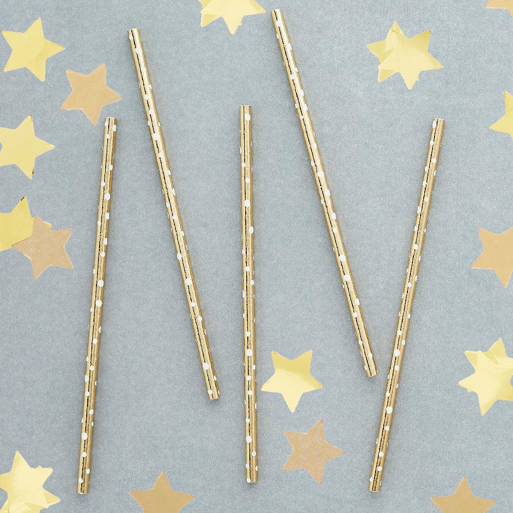 Click to view product details and reviews for Gold Dot Paper Straws X20.