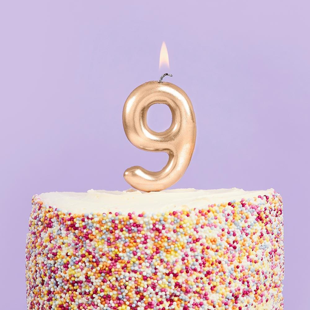 Gold Number 9 Candle