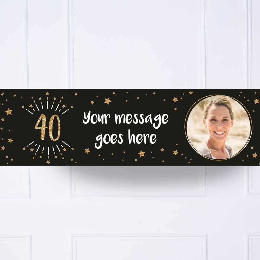Click to view product details and reviews for Black Gold 40th Birthday Personalised Party Banner.