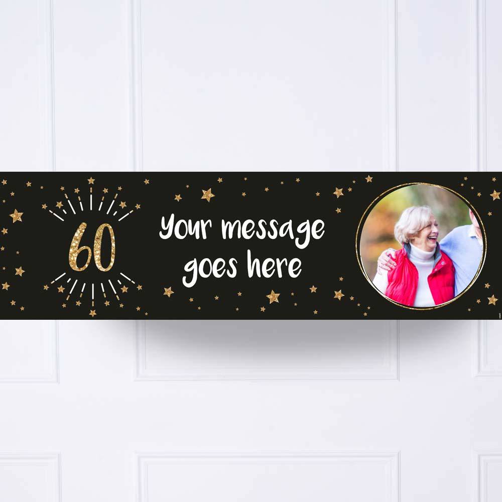 Black Gold 60th Birthday Personalised Party Banner