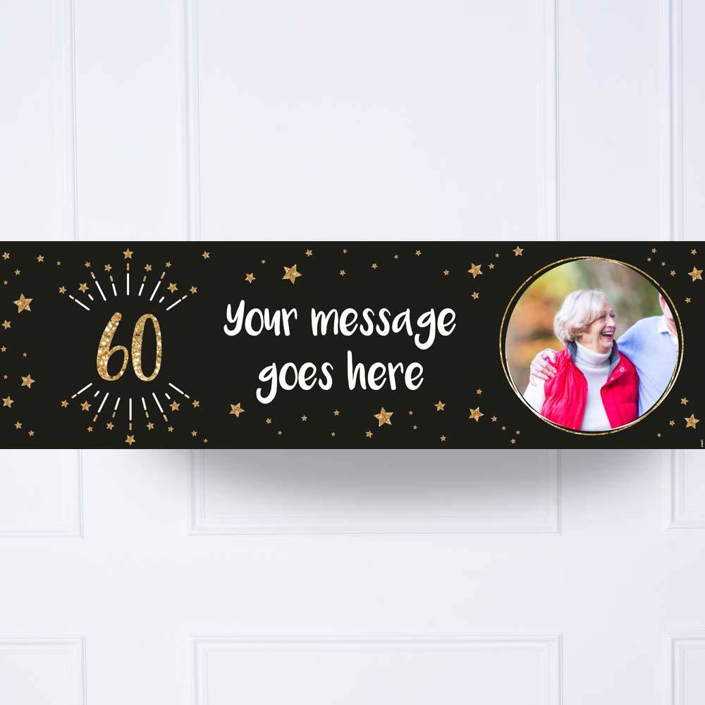 Click to view product details and reviews for Black Gold 60th Birthday Personalised Party Banner.