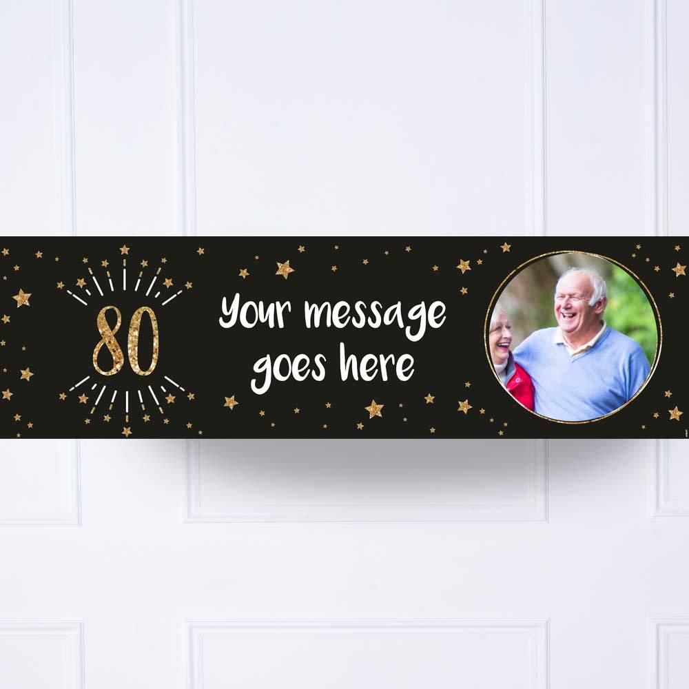 Click to view product details and reviews for Black Gold 80th Birthday Personalised Party Banner.