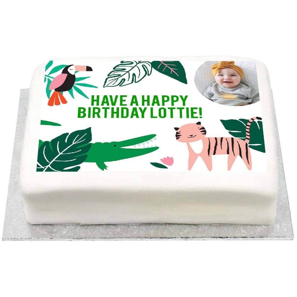 Click to view product details and reviews for Personalised Photo Cake Go Wild 1st Birthday.