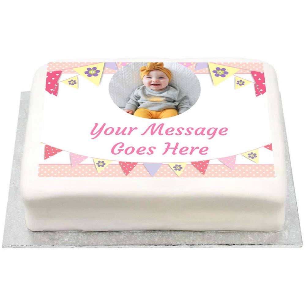 Click to view product details and reviews for Personalised Photo Cake Bunting Pink 1st Birthday.