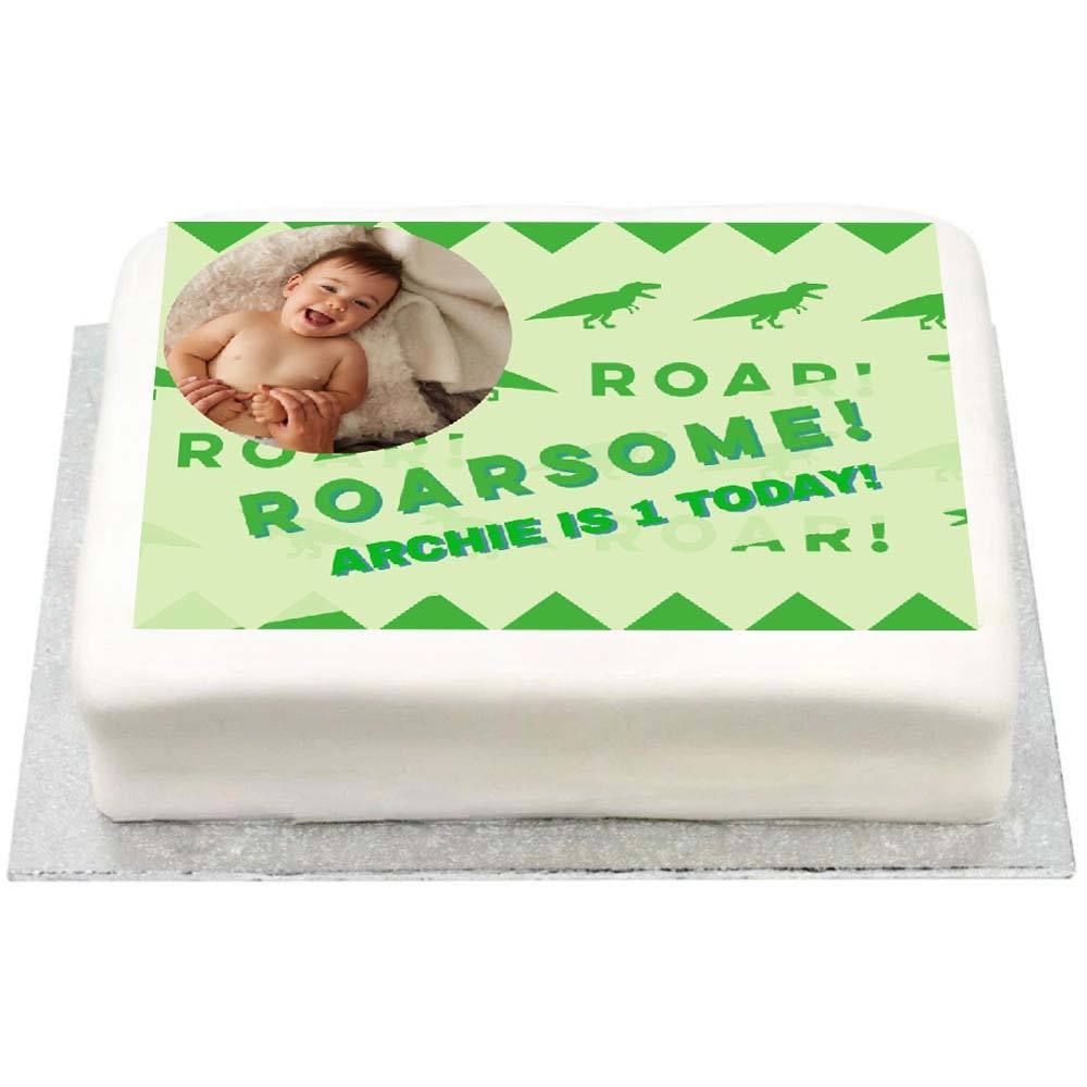 Click to view product details and reviews for Personalised Photo Cake Roarsome 1st Birthday.
