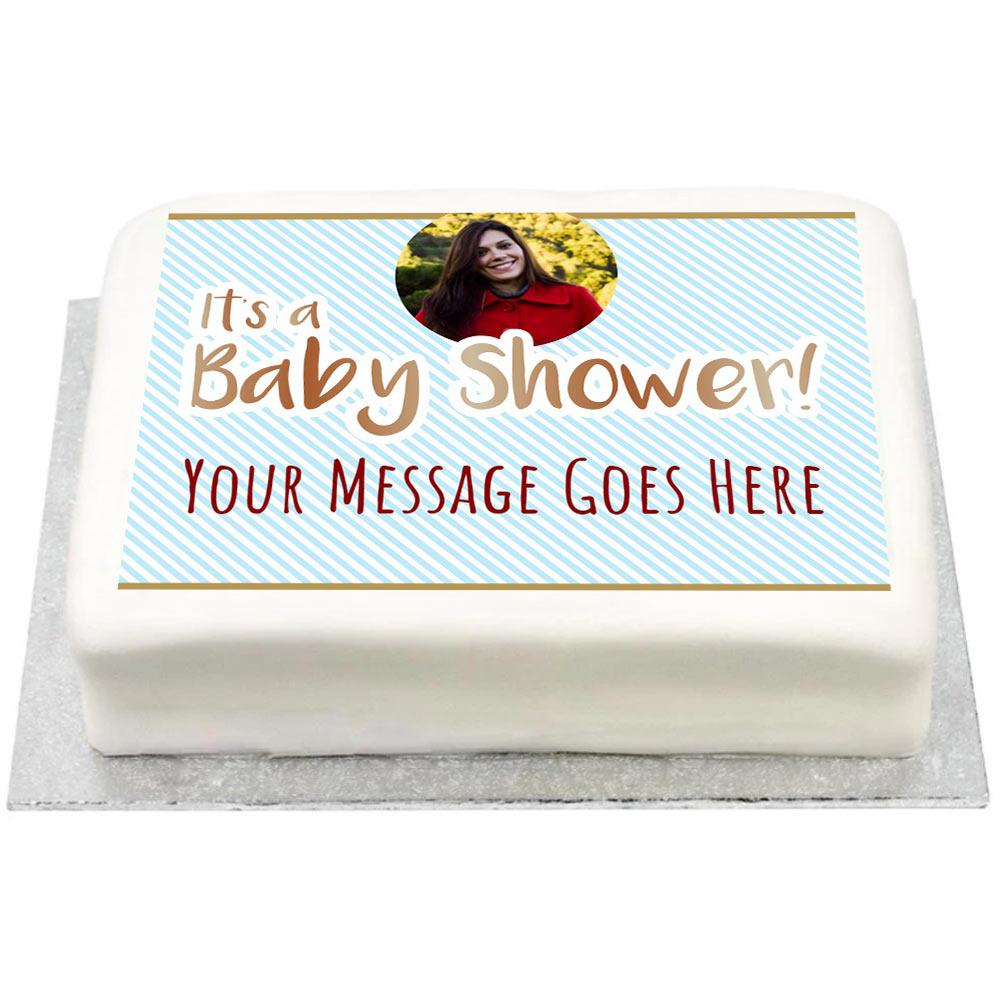 Personalised Photo Cake Blue Pastel Baby Shower