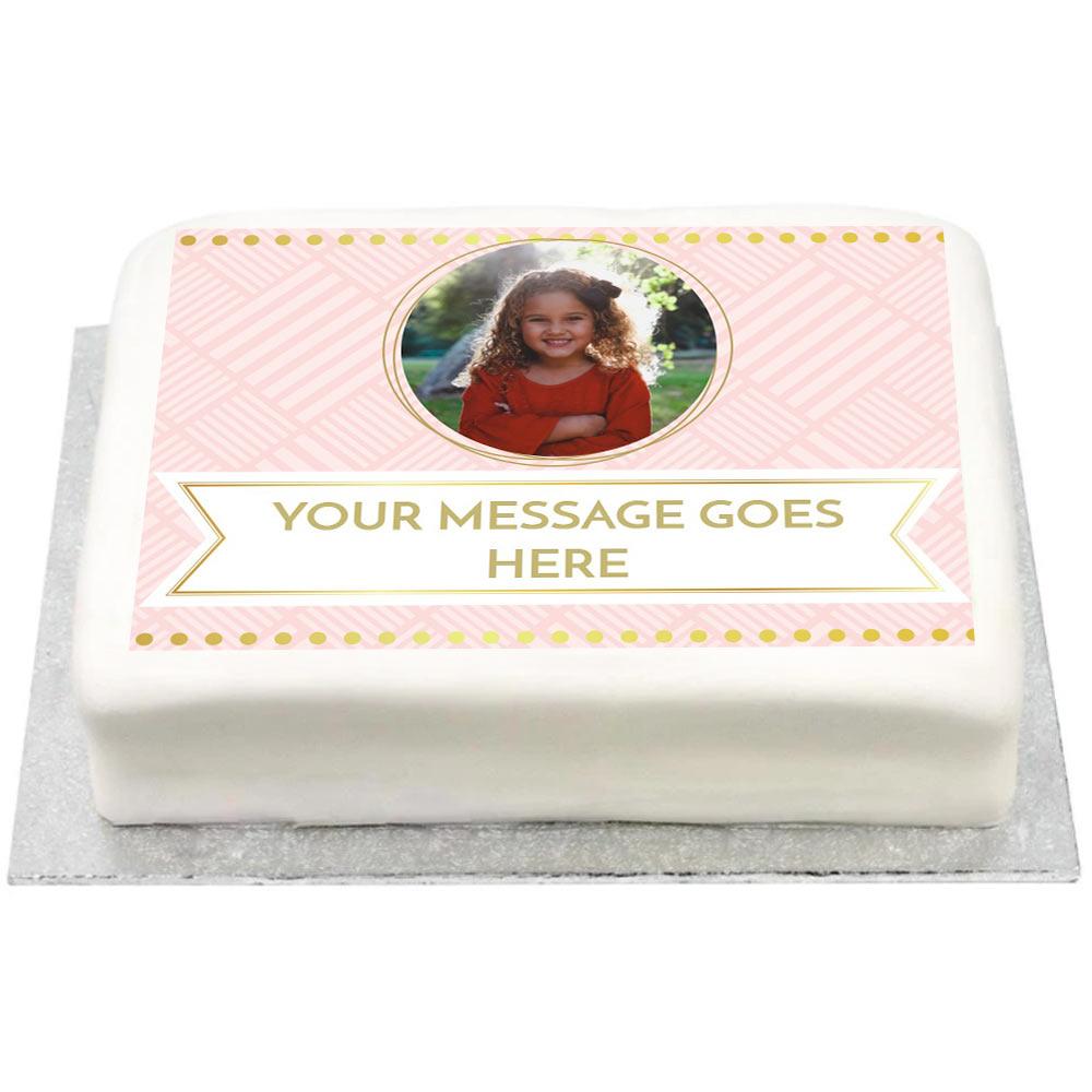 Click to view product details and reviews for Personalised Photo Cake Pink Pastel Perfection Kids.