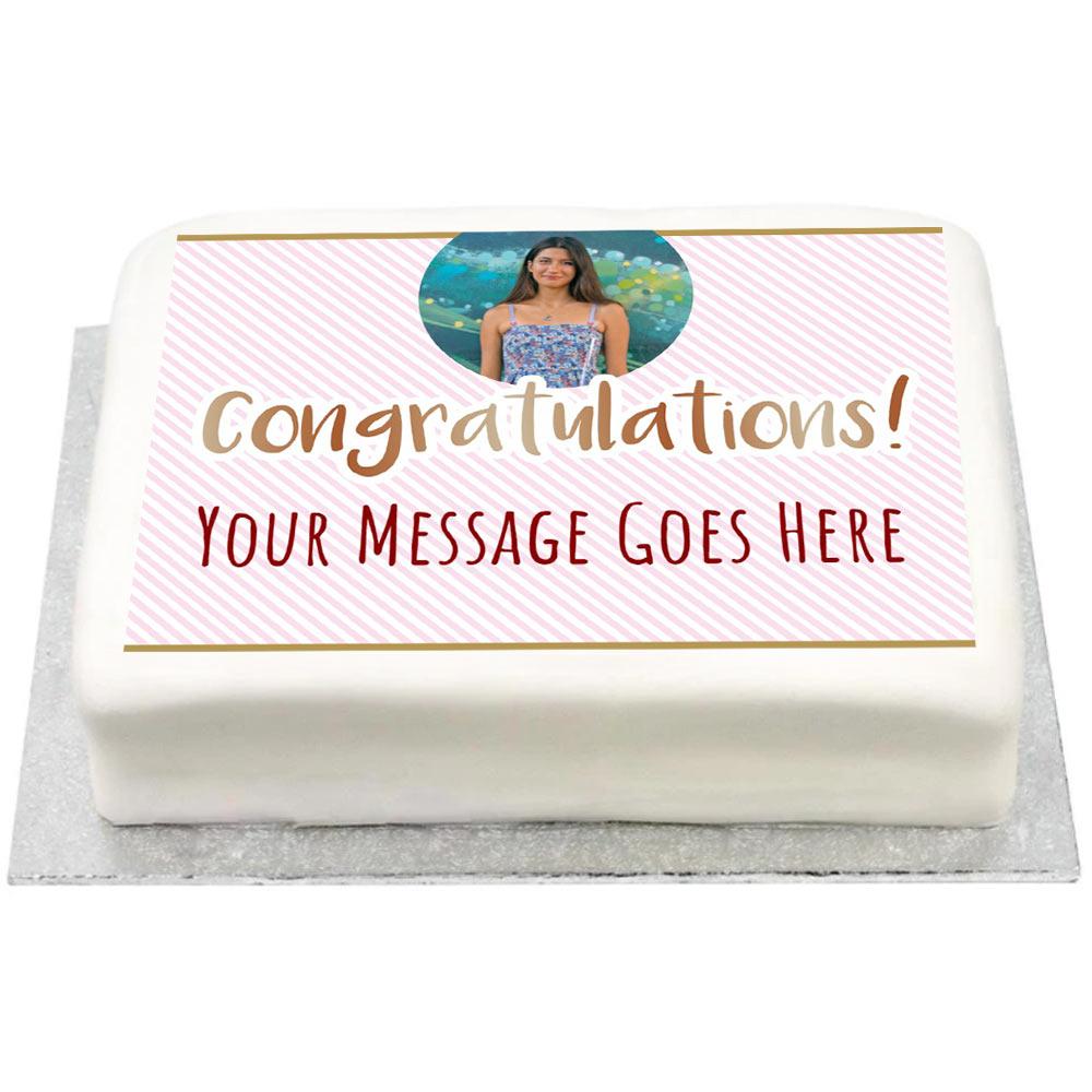 Personalised Photo Cake Pink Pastel Congratulations