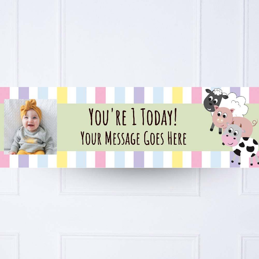 Click to view product details and reviews for Farm Yard 1st Birthday Personalised Party Banner.