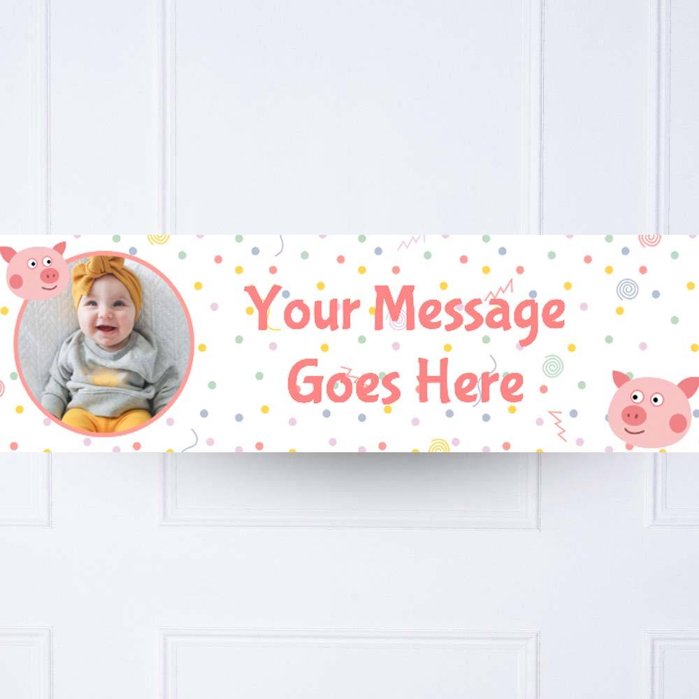 Little Pig 1st Birthday Personalised Party Banner