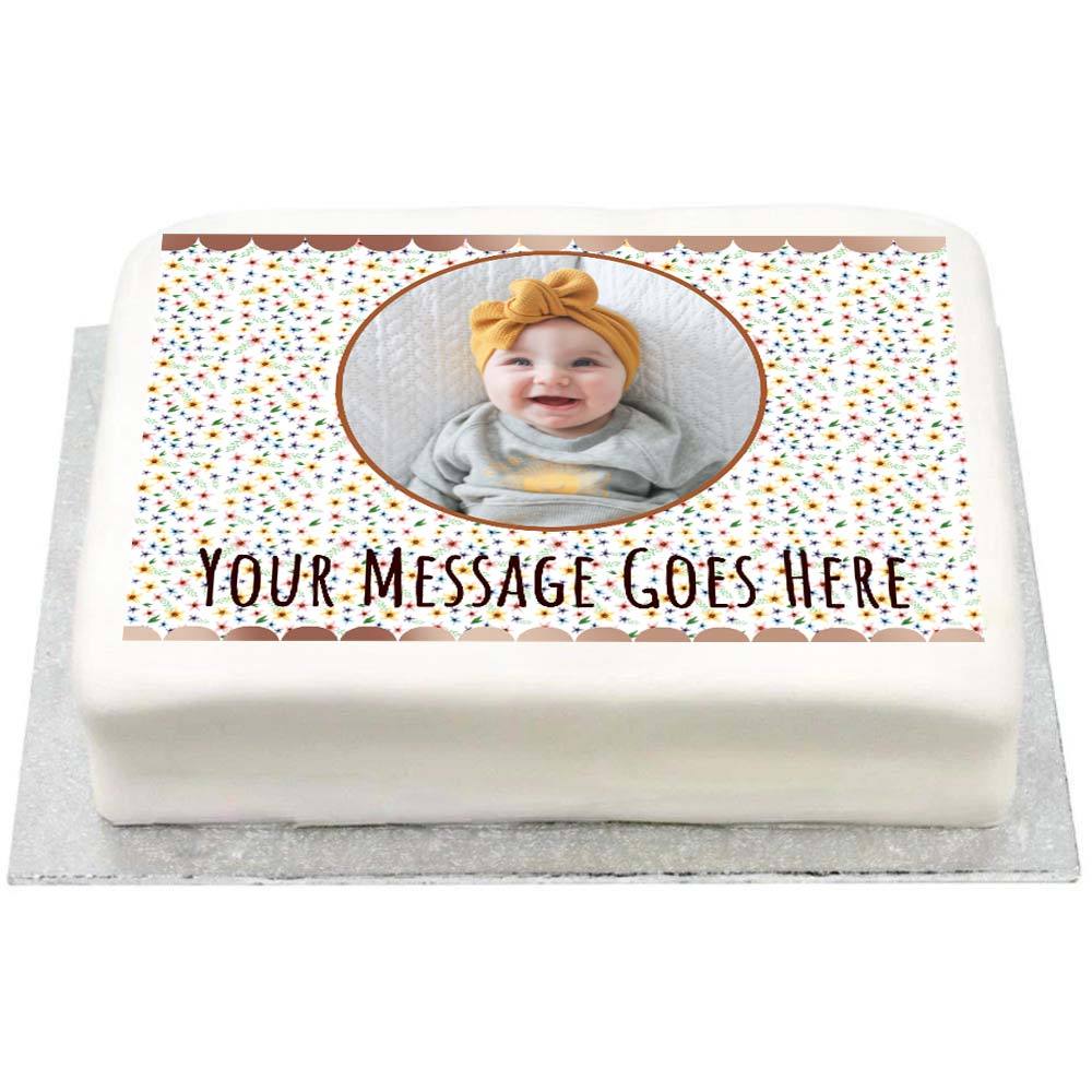 Click to view product details and reviews for Personalised Photo Cake Rose Gold Floral 1st Birthday.