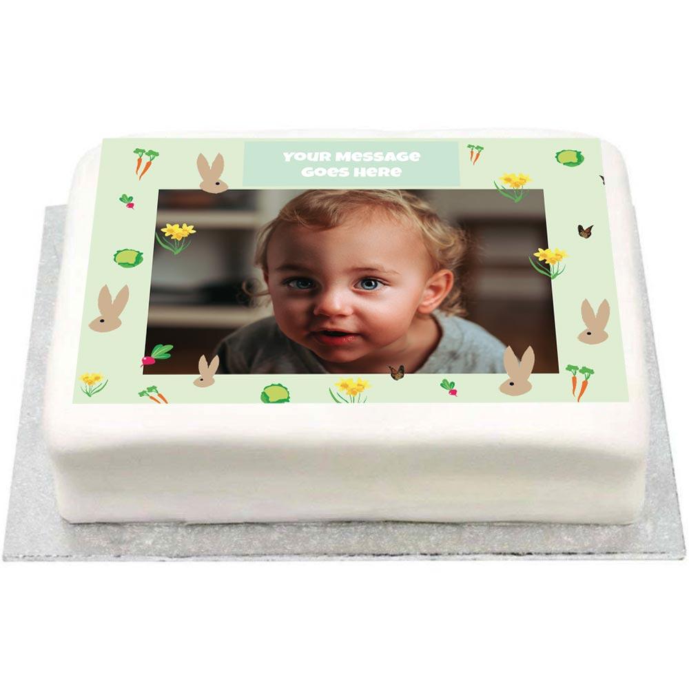 Personalised Photo Cake Little Bunnies 1st Birthday