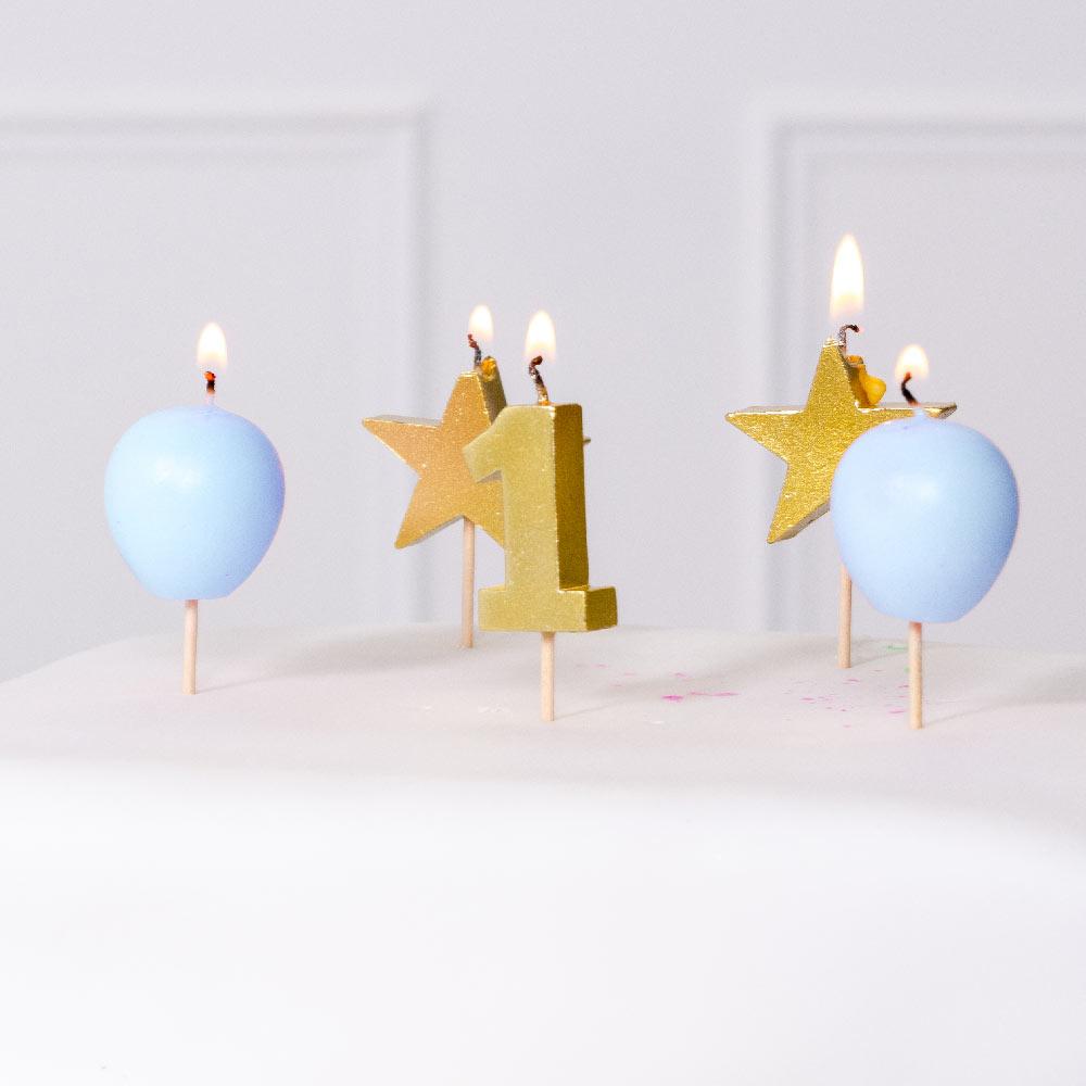 Click to view product details and reviews for 1st Birthday Blue Candle Set.
