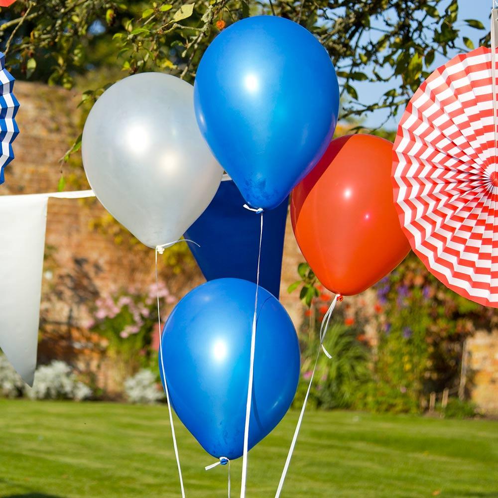 Click to view product details and reviews for Red White Blue Latex Balloon Set X15.