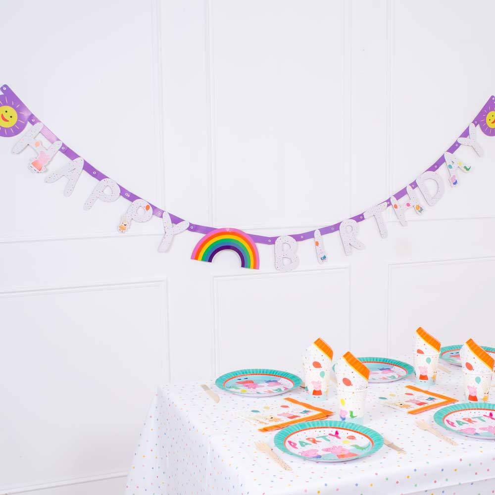 Peppa Pig Rainbow Happy Birthday Banner